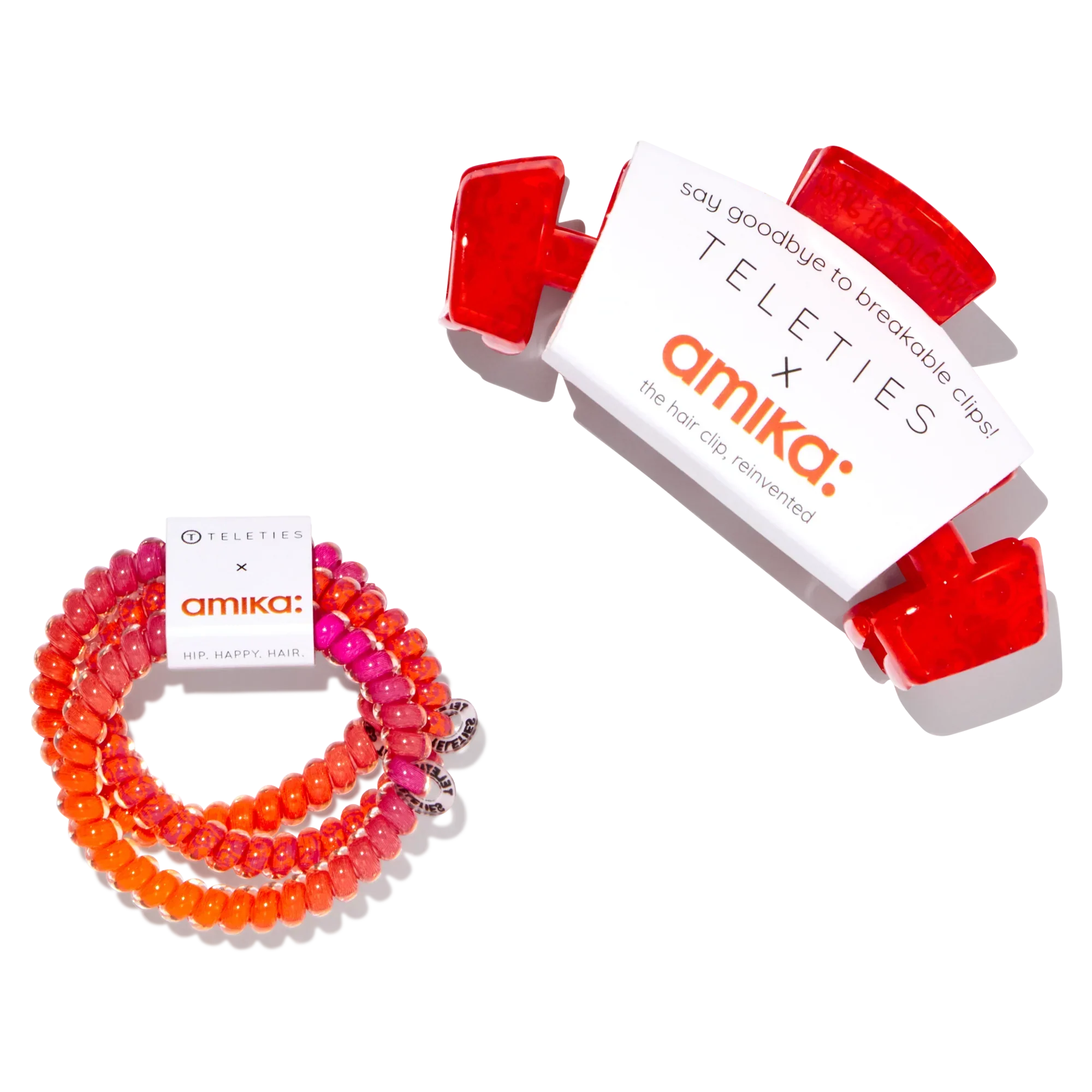 amika x TELETIES necessities set 3 pc hair ties, clip, essentials bag + perk up plus Secondary image